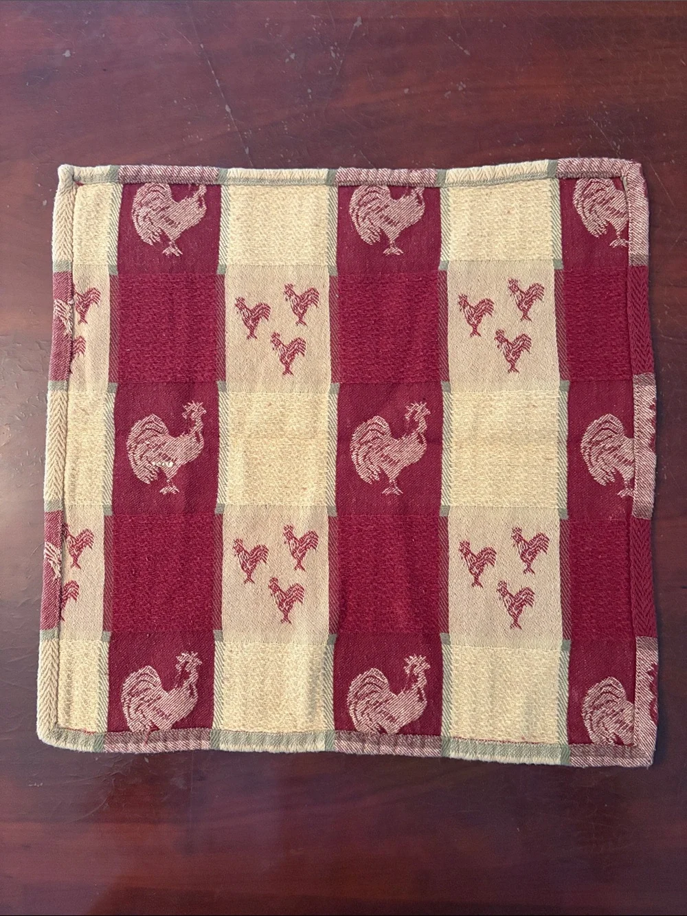 Set of 5 Rooster Chicken Jacquard Table Cloth Napkins Farmhouse Country Kitchen